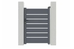Portail coulissant 3,5m VOGEL H.140cm + Portillon 1m VOGEL H.140cm aluminium gris