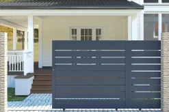 Portail coulissant 3,5m VOGEL H.140cm + Portillon 1m VOGEL H.140cm aluminium gris