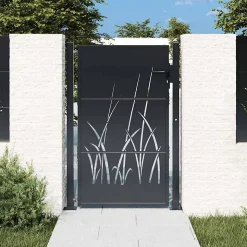 Portail de jardin Anthracite 100x125 cm Acier Design Herbe vidaXL