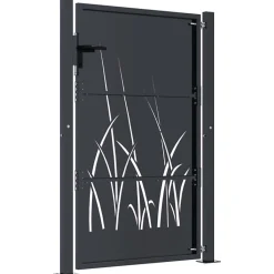 Portail de jardin Anthracite 100x125 cm Acier Design Herbe vidaXL