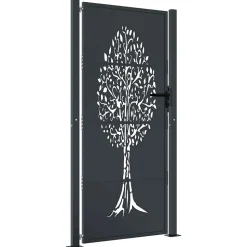 Portail de jardin Anthracite 100x175 cm Acier Design Arbre vidaXL