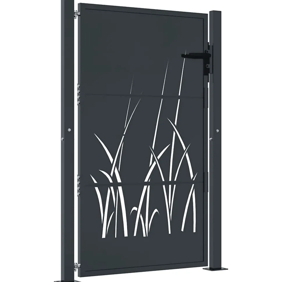 Portail de jardin Anthracite 100x150 cm Acier Design Herbe vidaXL
