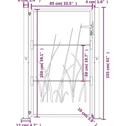 Portail de jardin Anthracite 100x150 cm Acier Design Herbe vidaXL