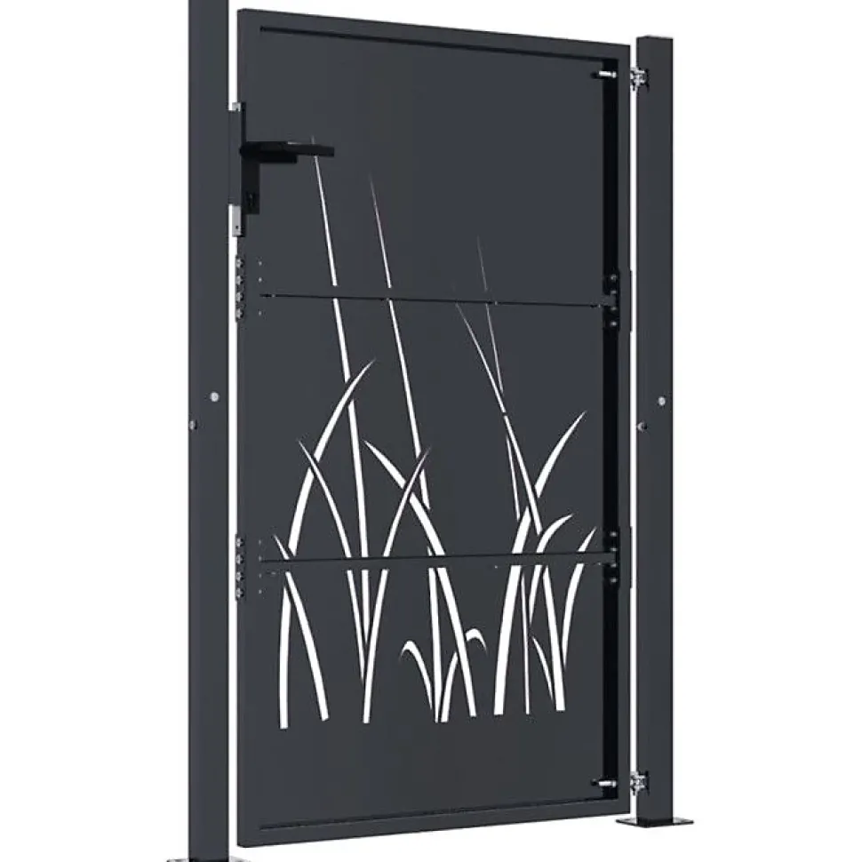 Portail de jardin Anthracite 100x150 cm Acier Design Herbe vidaXL