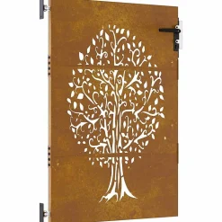 Portail de jardin 85x125 cm acier corten conception de l'arbre vidaXL