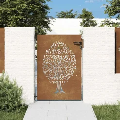 Portail de jardin 85x125 cm acier corten conception de l'arbre vidaXL