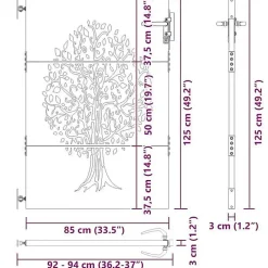 Portail de jardin 85x125 cm acier corten conception de l'arbre vidaXL