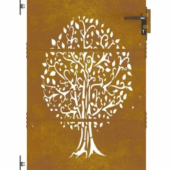 Portail de jardin 85x125 cm acier corten conception de l'arbre vidaXL