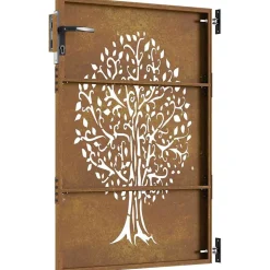 Portail de jardin 85x125 cm acier corten conception de l'arbre vidaXL