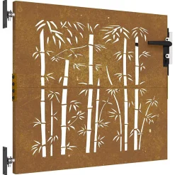 Portail de jardin 85x100 cm acier corten design de bambou vidaXL