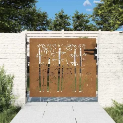 Portail de jardin 85x100 cm acier corten design de bambou vidaXL