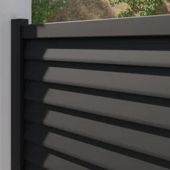 Portail effet persienne battant Neva aluminium gris anthracite RAL 7021 l.300 x H.163 cm Klikstrom