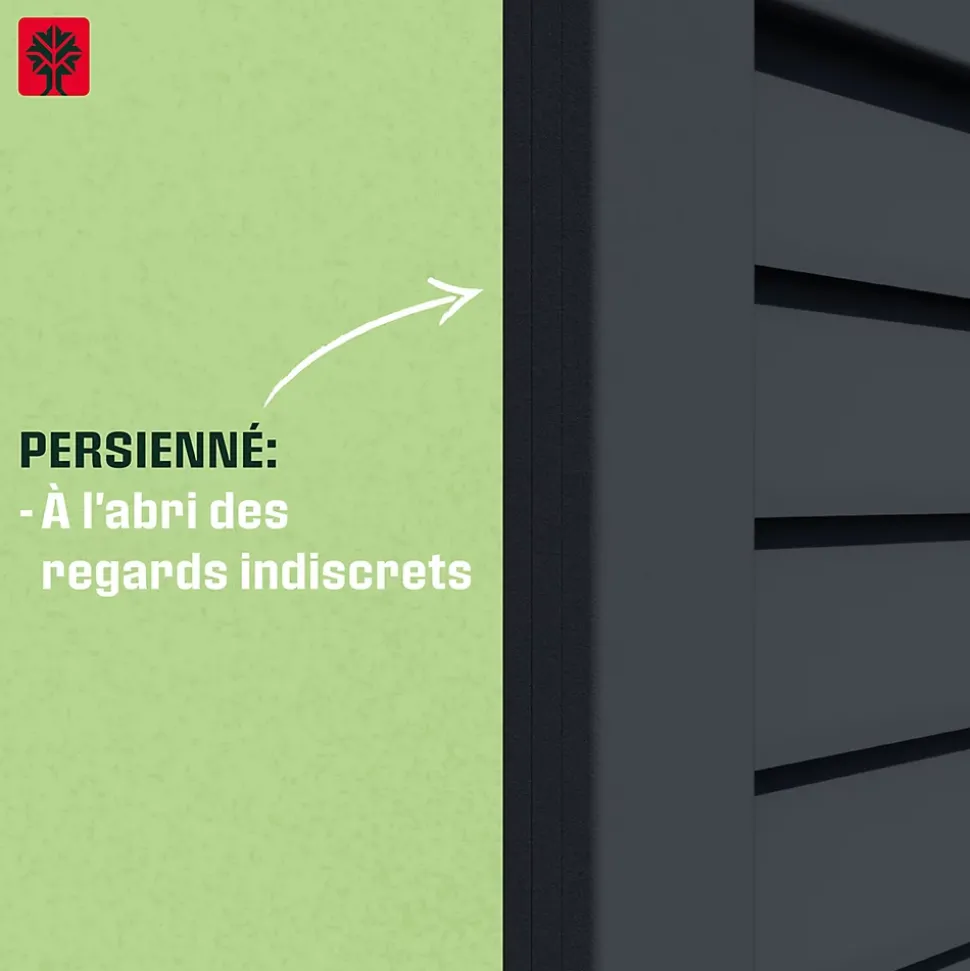 Portail effet persienne coulissant aluminium Neva Klikstrom + motorisation Somfy l.410 x H.163 cm gris anthracite RAL 7021