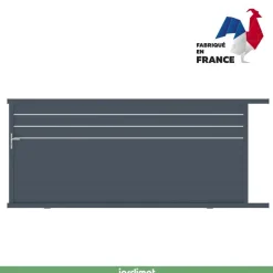 Portail Jardimat coulissant aluminium Alpes Trio gris anthracite - 400 x h.160 cm