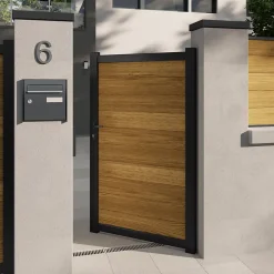 Portillon battant Neva aluminium effet bois l.100 x H.168 cm Klikstrom
