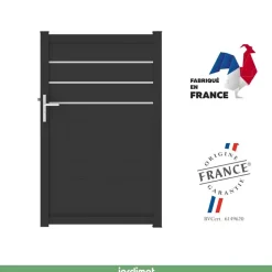 Portillon Jardimat battant aluminium Alpes Trio noir - 100 x h.160 cm
