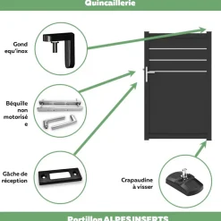 Portillon Jardimat battant aluminium Alpes Trio noir - 100 x h.160 cm