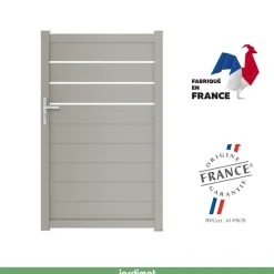 Portillon Jardimat battant aluminium Alpes Trio gris quartz - 100 x h.160 cm
