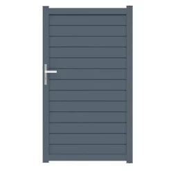 Portillon persienne ajourée en aluminium extrudé gris 100 x 171 cm Jardimat Alpes