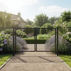 Portillon pour clôture grillagée à poteaux carrés coloris anthracite L.200xH.100CM