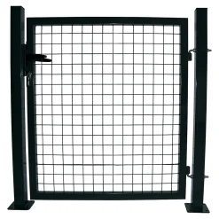 Portillon pour clôture grillagée à poteaux carrés sur platine anthracite L.100XH.100 cm