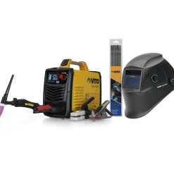 Poste a souder Professionnel inverter MMA TIG 200 Ampères +12 baguettes Diam 2.5 mm + Cagoule LCD + Mallette VITO
