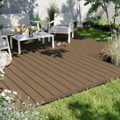 Profil de finition clipsable en composite Neva premium effet bois teck L.220 x l.4 x H.5,2 cm