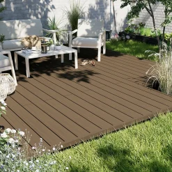 Profil de finition clipsable en composite Neva premium effet bois teck L.220 x l.4 x H.5,2 cm