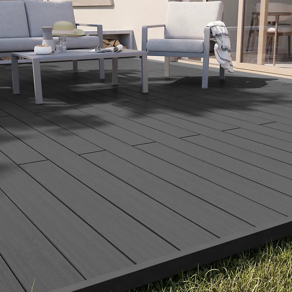 Profil de finition clipsable en composite Neva premium gris L.220 x l.4 x H.5,2 cm