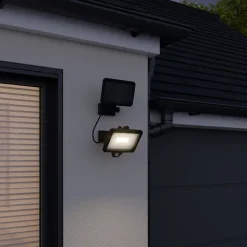 Projecteur solaire LED intégré à détection Shomali 1000lm 9W IP44 noir GoodHome