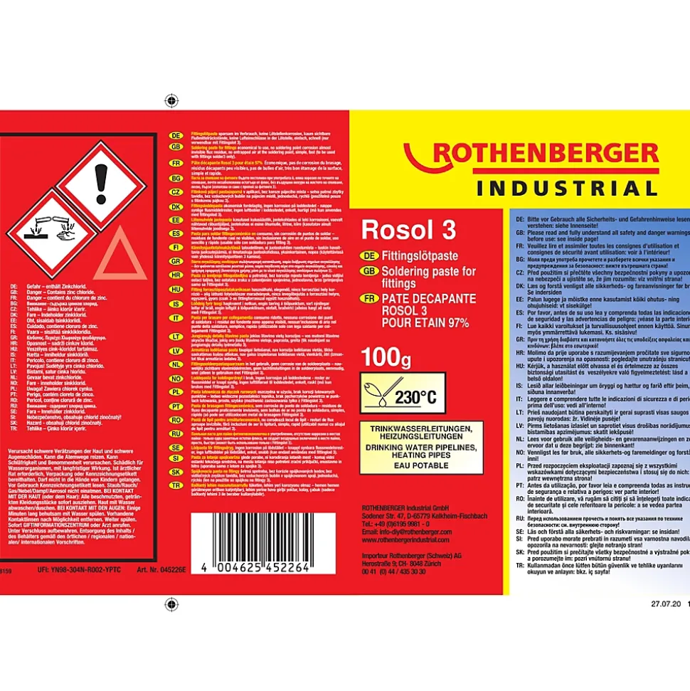Pâte d'étain Rosol 3 100g Rothenberger