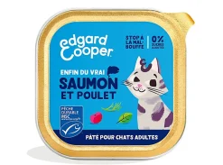 Pâtée pour chat adulte bio saumon et poulet 85g Edgard Cooper