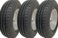 145R10 Pneus et roues pour remorques 4x100mm PCD 84/82N Capacité de charge 500kg (Lot de 3)