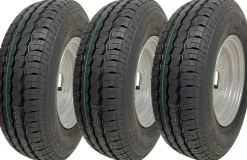 145R10 Roue de remorque, pneu 10" 500kgs 84/82N 4 stud 4 Inch PCD E-Mark (Lot de 3)