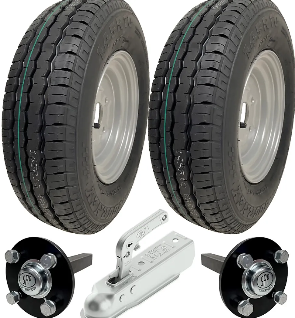 145R10C Kit remorque, haute vitesse, roues Wanda, essieux et attelage 750 kgs