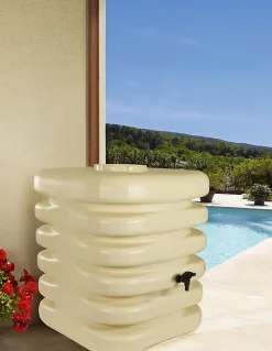 Récupérateur d'eau de pluie 1000L Belli coloris beige L.105 x l.100 x H.120 cm