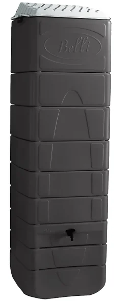Récupérateur d'eau de pluie 650L Belli coloris anthracite L.60 x l.60 x H.200 cm