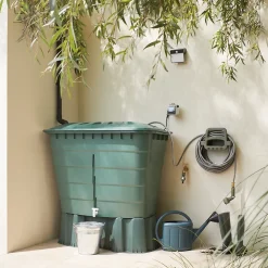 Récupérateur d'eau de pluie 520l Garantia coloris vert L.124 x l.80 x H.93 cm