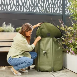 Récupérateur d'eau de pluie 200L Verve coloris vert Ø.60 x H.70 cm