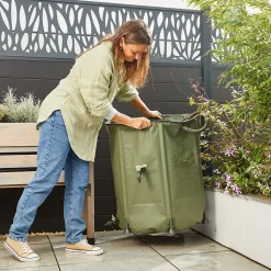 Récupérateur d'eau de pluie 200L Verve coloris vert Ø.60 x H.70 cm