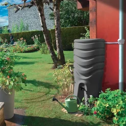 Récupérateur d'eau de pluie 550L Eda Plastiques coloris anthracite L.79 x l.56 x H.164 cm