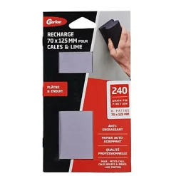 Recharge 6 patins pour petite câle plâtre et enduit 240 grain fin finition Gerlon L.12,5 x l.7 cm
