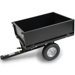 Remorque pour tracteur tondeuse avec benne basculante - charge max 225kg.