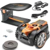Robot tondeuse autonome 18V sans fil périmétrique avec station de charge et garage - Max 400m²