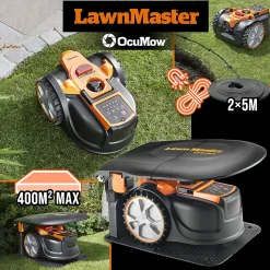 Robot tondeuse autonome 18V sans fil périmétrique avec station de charge et garage - Max 400m²