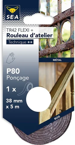 Rouleau d'atelier 38 mm x 5 m grain 80