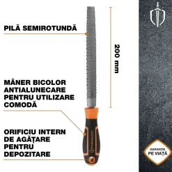 Râpe mi-ronde moyenne Magnusson 200 mm pour bois