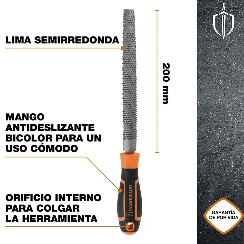 Râpe mi-ronde moyenne Magnusson 200 mm pour bois