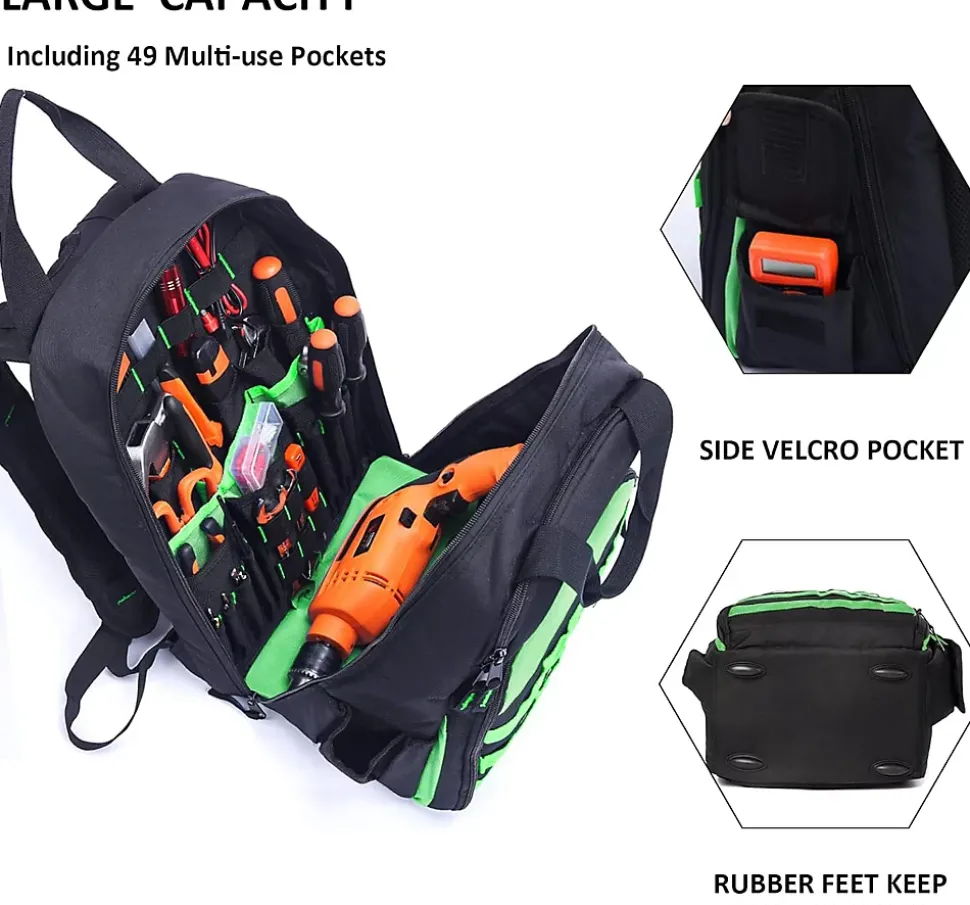 Sac à dos à outils robuste pour chantier Sac à dos d'outils avec poche multi-usage