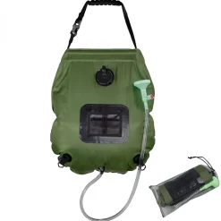 Sac de douche solaire 20 L pour camping ou jardin - Vert kaki - Linxor